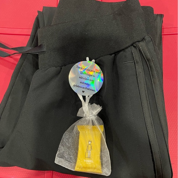 Adidas Black pants , cuff leg. Nice material with Gift Bag size XS - Picture 1 of 7